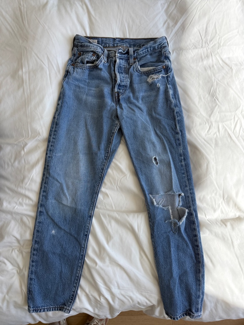 Levi's 501 Blue Distressed Jeans